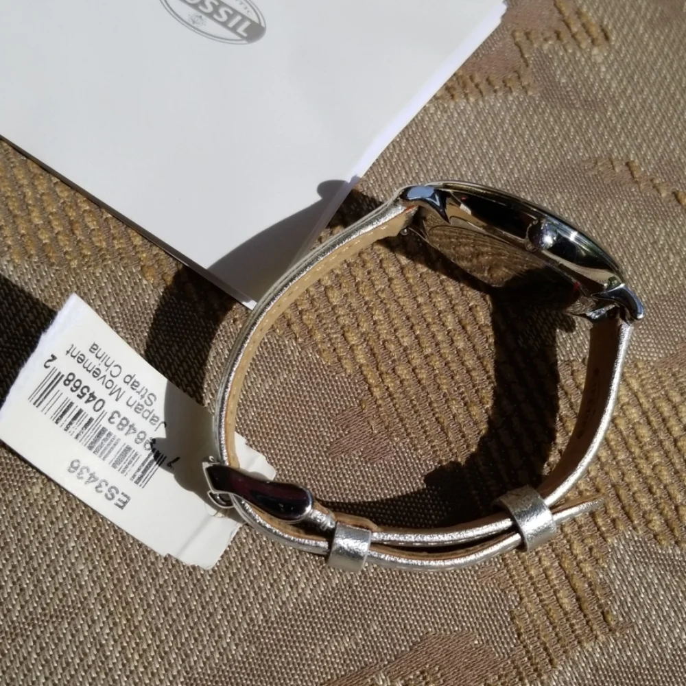 Jacqueline White Dial Silver Leather Strap watch